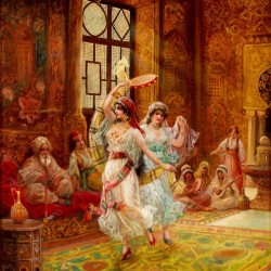 Harem interior with dancing women